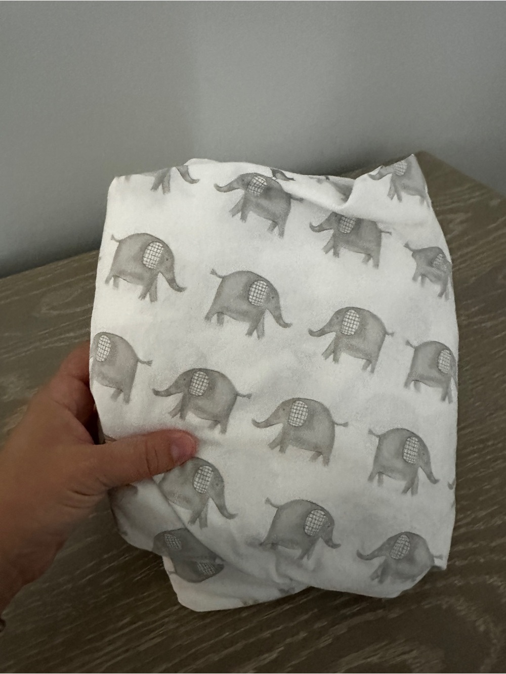 Pottery Barn Kids Gray Elephant Print Baby Crib fitted sheet